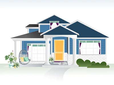 Suburban Home Exterior architecture design house illustration illustration vector