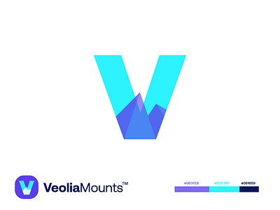 VeoliaMounts blue design gradient letter logo logo design logodesign modern mountains purple