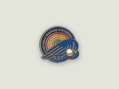 Ice Cream — Enamel Pin Design all are welcome bird ice cream logo love love all rainbow