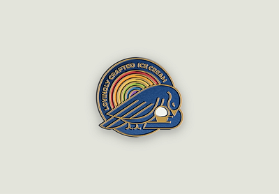 Ice Cream — Enamel Pin Design all are welcome bird ice cream logo love love all rainbow