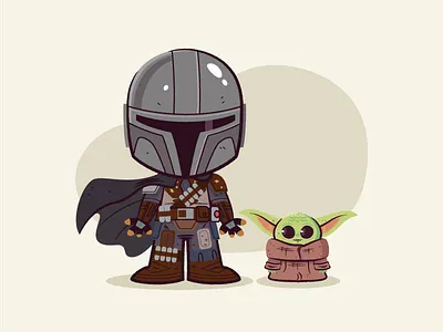Lil Mandalorian and Baby Yoda baby yoda character design illustration illustrations mandalorian star wars vector