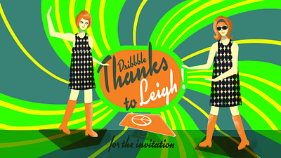 Dribbble Thanks for the invite! design frame illustration photoshop psychedelic sixties thanks for invite