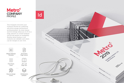 Metro Company Profile Template annual report brochure design brochure layout brochure template company profile design indesign template report cover