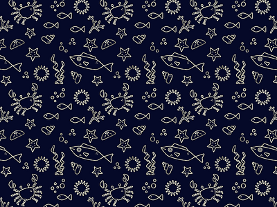 Sea Pattern crab dailyui design fish illustration ocean pattern sea vector