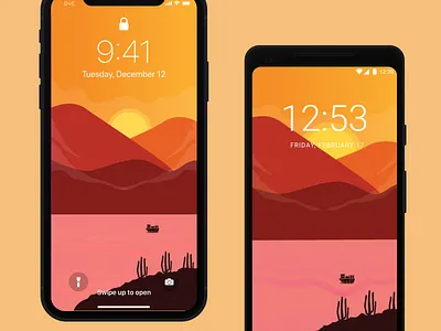 Wallpaper Sunset android app design free freebies interface ios iphone landscape landscape design landscape illustration mobile mobile design ui ux wallpaper