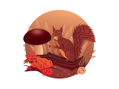 Autumn autumn fall illustration squirrel vector