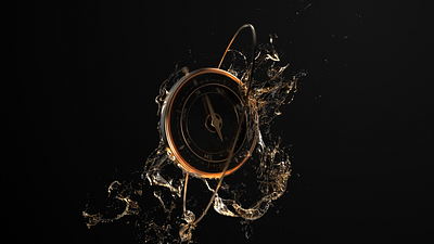 Splashes | stillframe from my video project compass design fluid gold illustration liquid liquidmotion particles simulation splash