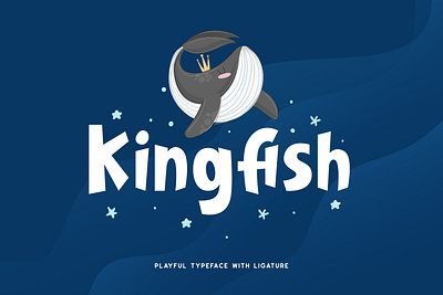 Kingfish - Playful Typeface With Ligature advertising design display display font font graphic design kids label lettering logo logotype packaging playful playful logo