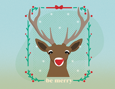 be merry christmas deer deer illustration design graphic holly illustration merry