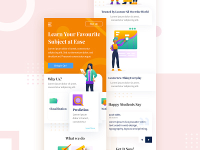 Mangertos Responsive Mobile Landing Page app character design illustration internet landing page mobile mobile ui online course responsive ui web