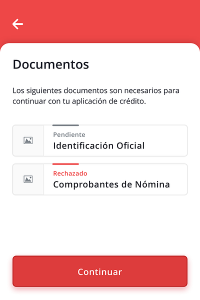 Uploaded Image Status call to action colored shadow continue continue button document fintech image icon image status input rejected status