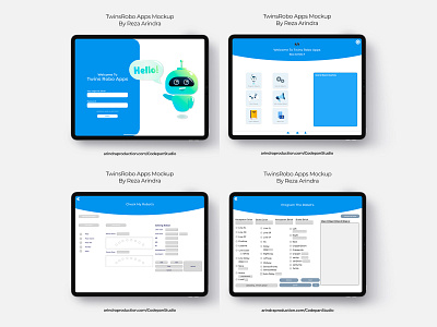 Mockup Aplikasi TwinsRobo app design flat minimal robot robotic robotics typography ui ux