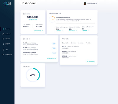 Dashboard with Earnings Panel chart configuration percentage contacts dashboard dashboard design dashboard ui earnings money month earning percentage tabs week earnings