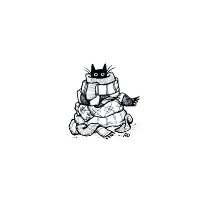 Que Frio! cat cold drawing fantasy hand drawn illustration ink inktober