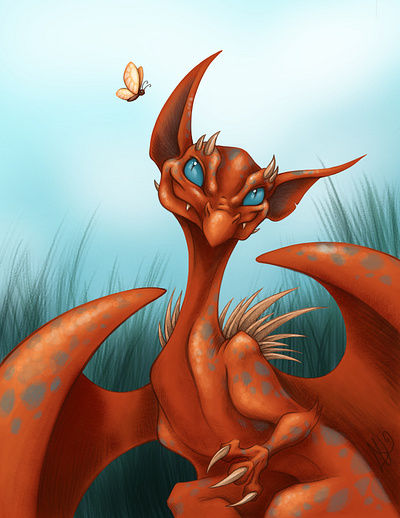 Secrets butterfly digital color digitalart dragon drawing fantasy illustration procreate
