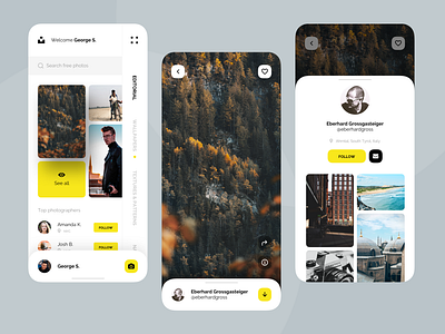 Unsplash App UI Design Concept app design minimal mobile ui photo ui uidesign uiux unsplash