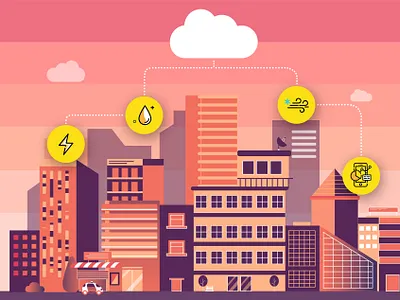 Buildings Illustrations adobe adobeillustator ai analytics art concept design designer energy flat illustraion mac ui vector water