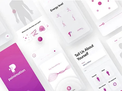 painimation animation app app design case study design free health healthcare heart illustration pain pink ui uiux ux vd visual design voice