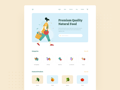 Natural Food Landing Page design food fruit header hero homepage illustration landing page natural nature organic ui ux vegetable web website