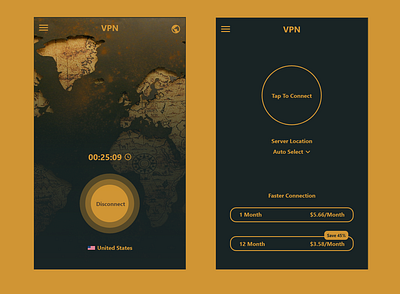 VPN app design app design ui uidesign uiux user interface vpn app xd xd design