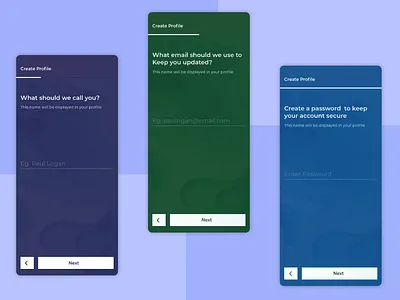 Create Profile Screens create account create profile design mobile sign in ui ux