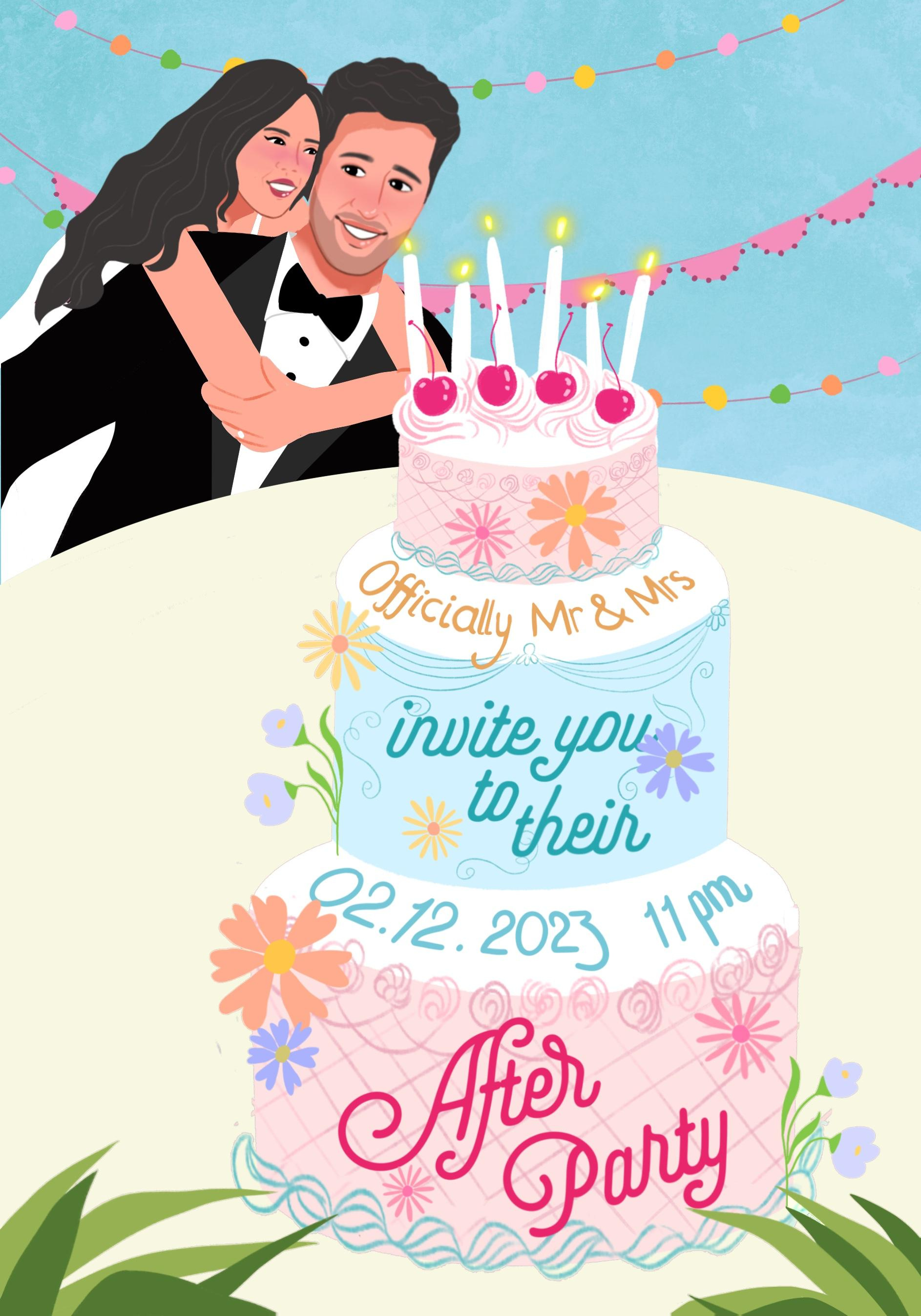 Wedding Party Invite Illustration 2d animation animation character art comicart couple illustration couple wedding design digitalart illustration save the date vector wedding illustration wedding invite
