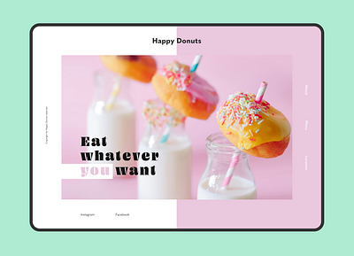 Happy Donuts advertising branding cute design donut donuts happy pink site sugar sweet typography web