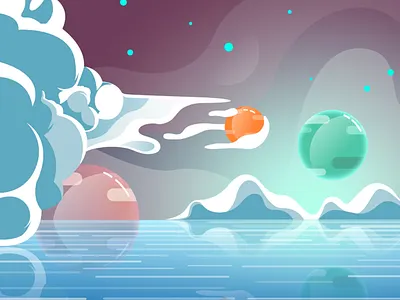 Planets cloud design digital art digital illustration dribbble fantastic fantasy galactic illustration planets stars vector