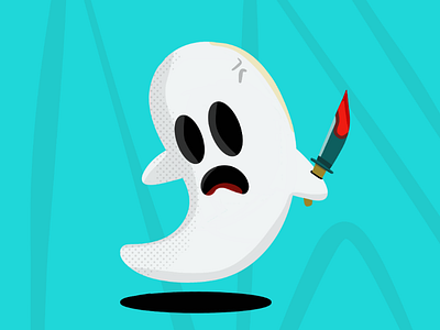 Booo blue cartoon character colorful drawing ghost halloween illustration procreate