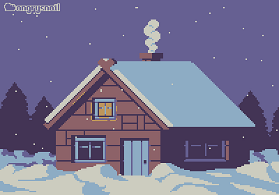 Winter Cabin 8bit architecture artwork environment design game design illustration pixel art pixelart retro sprite