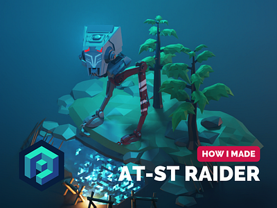 AT-ST Raider Tutorial 3d blender diorama illustration isometric low poly lowpoly lowpolyart render star wars tutorial