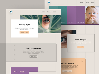 Optometry Clinic Website Template asymmetric clinic design eyes flat design grid health care hero banner kids minimalism ophthalmology optometry responsive template ui ui design ux ux design web design website