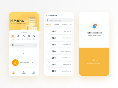 Gate Access App for Guards android app design home parking parking lot ui ux yellow