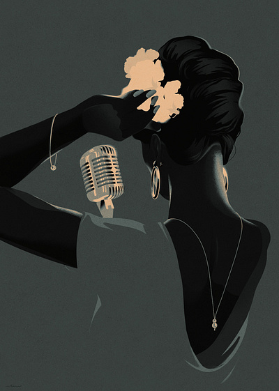 Lady Day digital eleni debo folioart illustration lady limited palette music musician print retro