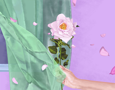 Summertime aroma art beauty bloom breeze death flowers hand illustration leaves life moment momentum petals plant rose summer time transparent window
