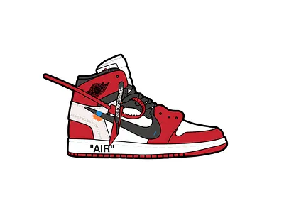 Off White x Air Jordan 1 "Chicago" design flat icon illustration jordan nike off white sneakers vector