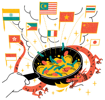 Asian Cooking asian colourful cooking digital editorial folioart food graphic illustration kouzou sakai