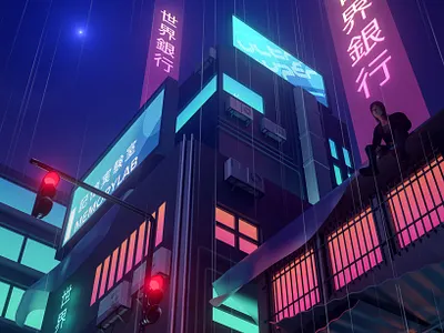 ｈｉｇｈ ｒｉｓｅ 高層アパート 3d 80s anime cinema4d concept futuristic illustration japan neon redshift render retrowave synthwave vapourwave