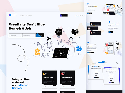 Jobfield - Landing Page Design business creative hire job filed job post landing page search ui design ux design vector web template