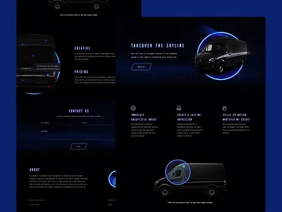 Projection Van branding dark design landing page microsite minimal projection simple sky ui ux van web webdesign website