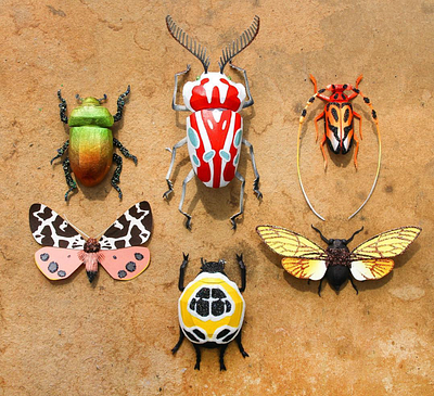 Bugs bugs folioart illustration insects nature ollanski papercraft sculpture wildlife