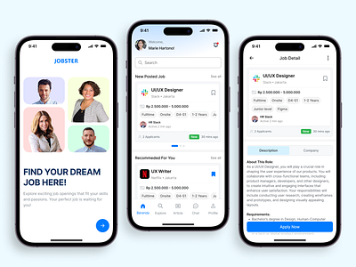 Jobster - Job Search Apps app app design application daily ui design digital figma jobsearch mobile mobileapp mobiledesign mockup product design ui uidesign uiux uiuxdesign user interface ux uxui