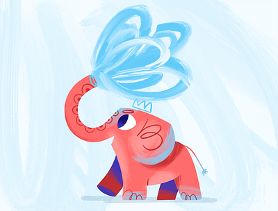 Happy Splash 🐘 animal character cute elephant fun illustration photoshop procreate splash texture water