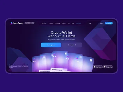 Landing page | MaxSwap - Cryptocurrency paltform crypto design interface landing lending site ui ux