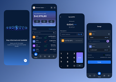 Cryptocurrency Wallet Mobile Design app app design branding crypto design cryptocurrency app cryptocurrency mobile design dark mode app mobile design mobile home page send crypto swap design ui wallet app