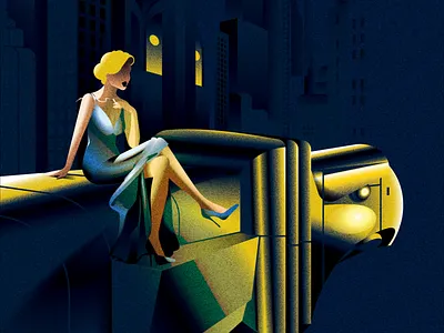 METROPOLIS animation art city deco dotz3s eagle girl illustration nyc poster retro serebrennikov sergey vector vintage