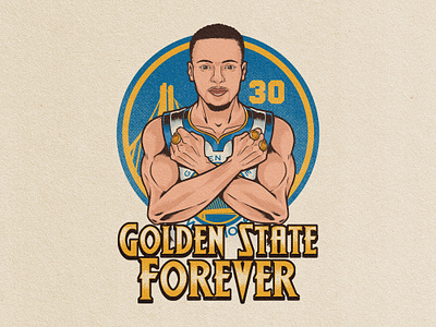 Stephen Curry "Golden State Forever" artwork band merchandise cartoon character design design golden state illustration mascot namanyastudios sasongkoanis stephen curry tshirt design