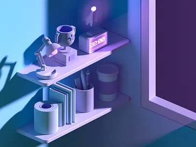 Goods Rack in 3D for you 3d blue design night render vectary