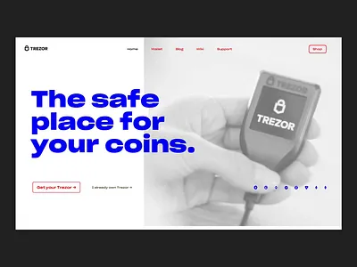 Trezor Design Concept 2 branding design digital flat ik blue minimalism product page type typography ui ux webdesign