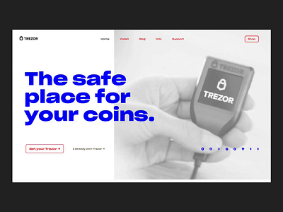 Trezor Design Concept 2 branding design digital flat ik blue minimalism product page type typography ui ux webdesign